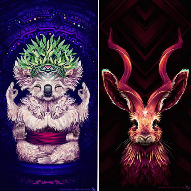 Яркие психоделические животные в картинах Sylvia Ritter