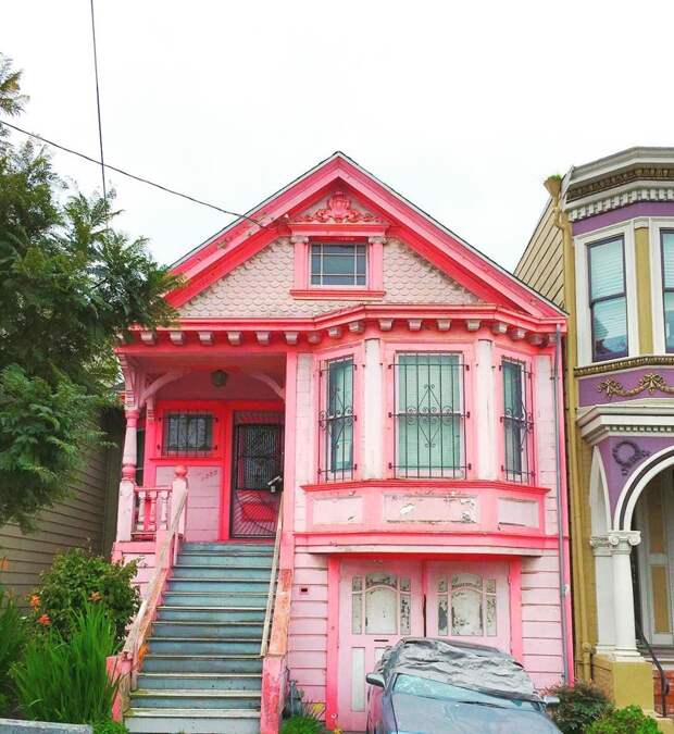 Сказочные фасады домиков в Сан-Франциско дом, сан-франциско, фасад