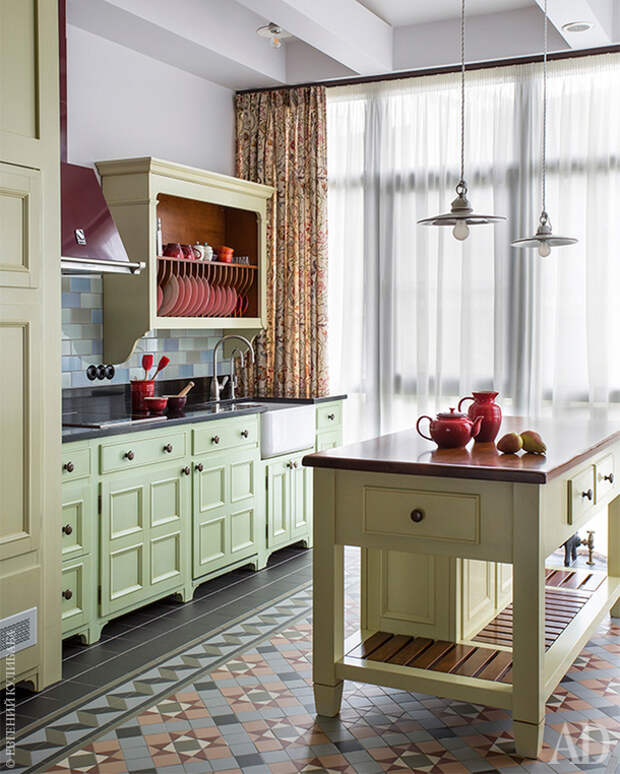 Кухонный гарнитур, Chalon. “Фартук” и пол выложены плиткой, Original Style.