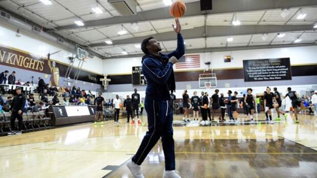 Bronny James before a game