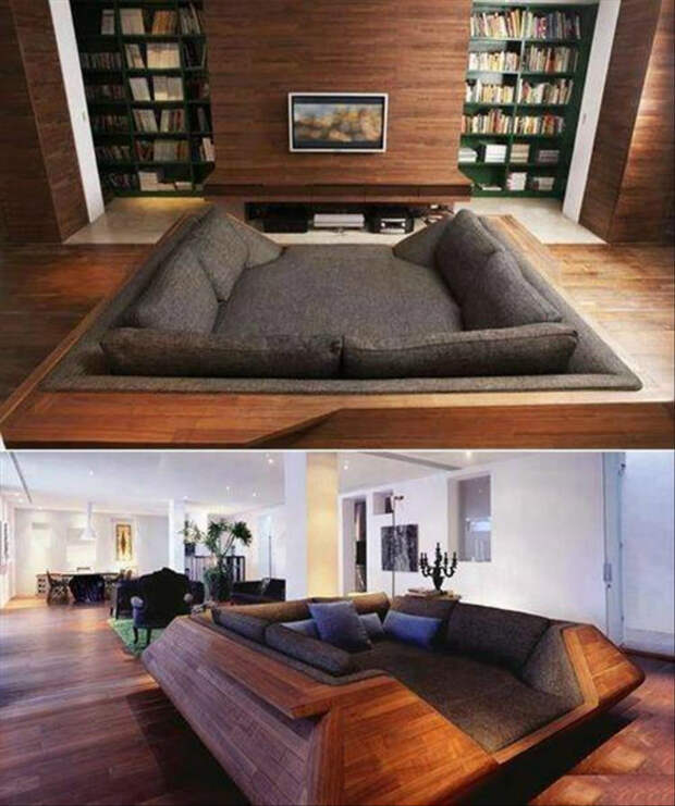 Огромный квадратный диван.