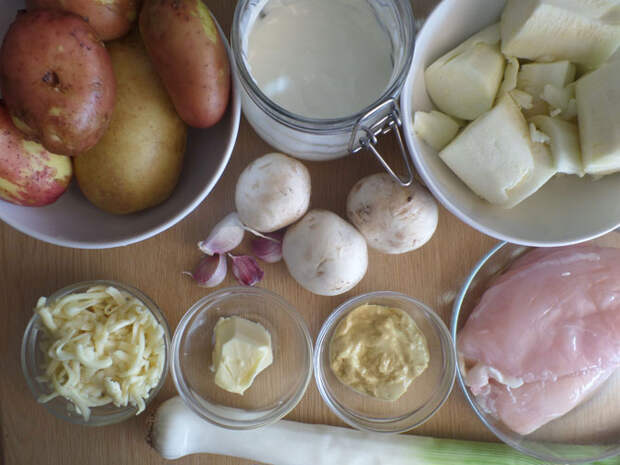Рецепт на выходные: Куриная грудка, запечённая с молодым картофелем, шампиньонами и кабачками