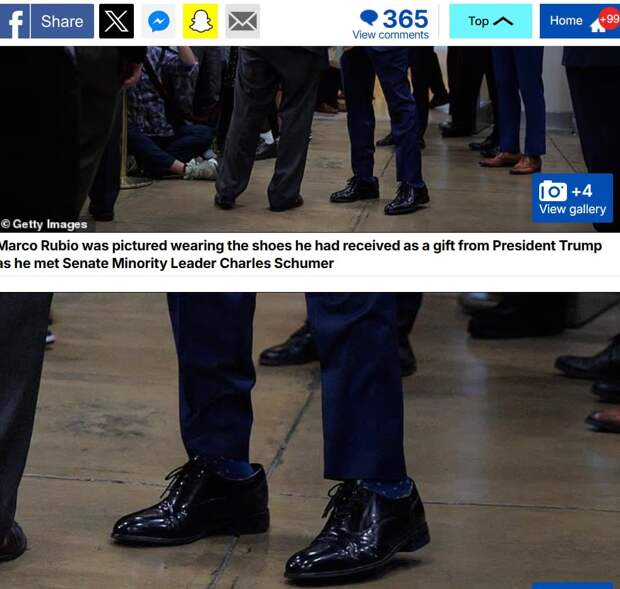 На Рубио надеты неудобные ботинки. Скрин dailymail.co.uk