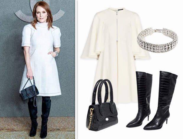 Монохромный новогодний образ для женщины 40+ фото