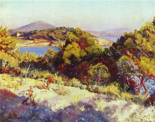 Один из редких пейзажей в череде портретных работ. Лазурный берег, 1930-1934. 