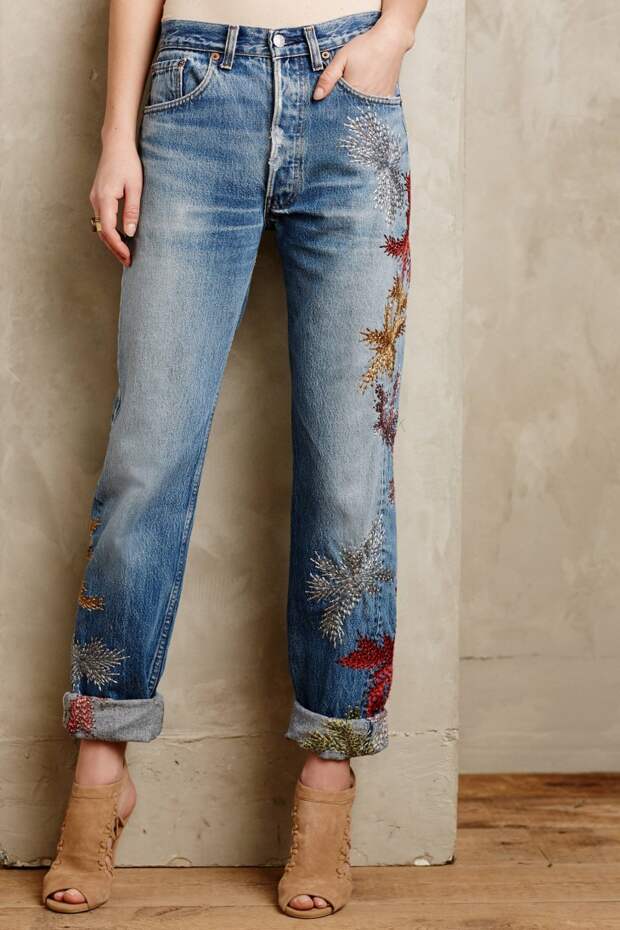 джинсы в стиле бохо