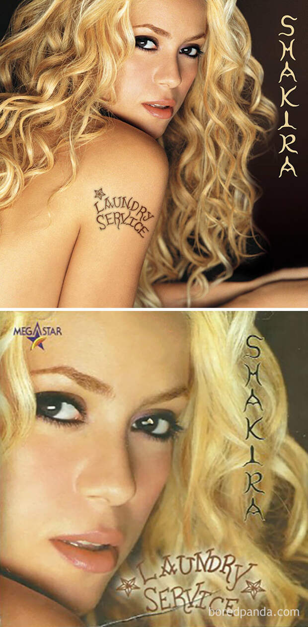 Шакира, альбом Laundry Service ближний восток, забавно, закрасить лишнее, постеры, реклама, саудовская аравия, скромность, цензура