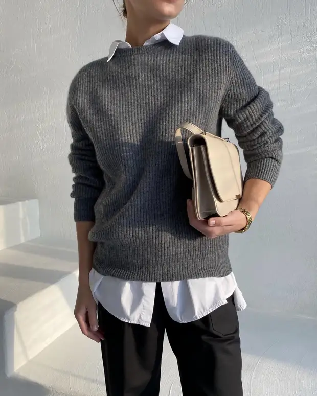 Серый свитер и джемпер: 20+ шикарных идей, как составить незабываемый образ