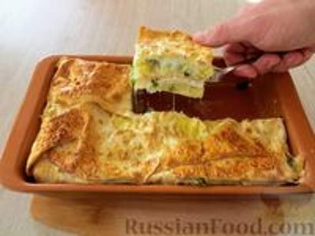 Фото к рецепту: Пирог из лаваша  с картошкой, сыром и зелёным луком