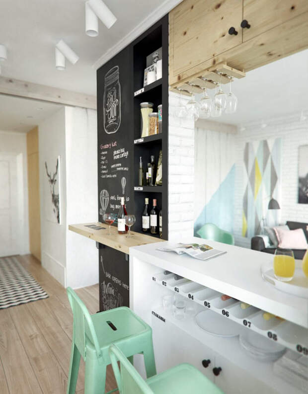 дизайн кухни в однокомнатной квартире-студии фото