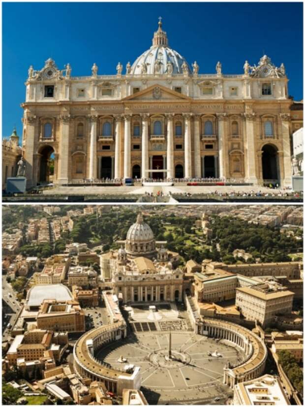 Собор Святого Петра и площадь перед ним – один из самых впечатляющих архитектурных ансамблей эпохи Возрождения (Ватикан, Италия).