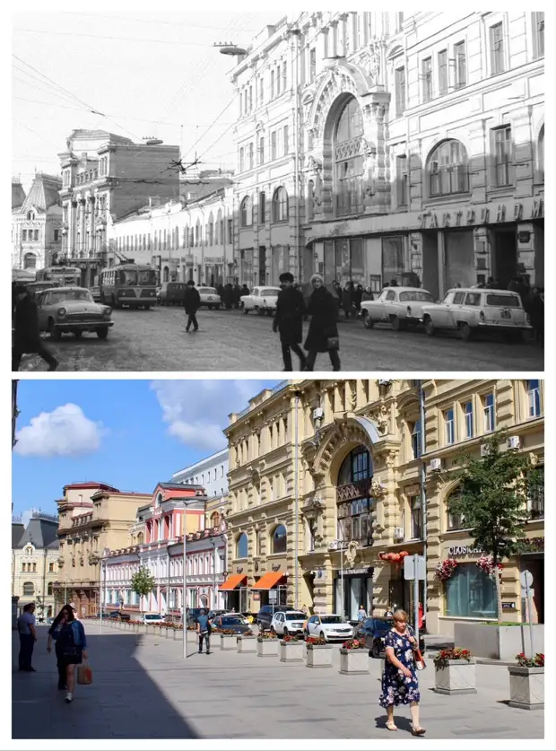 Показываю жизнь в городе при Леониде Ильиче и сейчас. 10 фото с одних точек