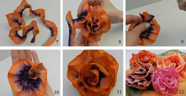 Как сделать розу из ленты с жесткими краями