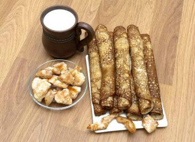 салат блинный с копченой курицей рецепт
