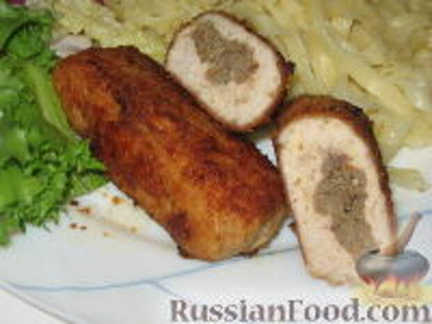 Фото к рецепту: Куриные зразы с потрошками