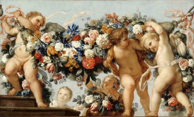 Маратти, Карло (1625 Камерано - 1713 Рим) Купидоны с цветочными гирляндами..jpg