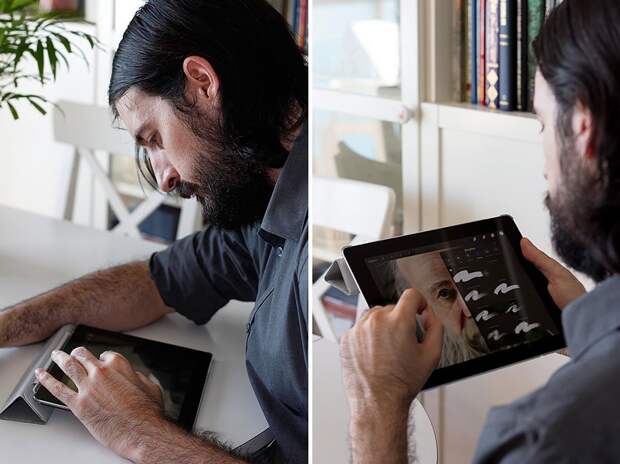 Художник рисует необыкновенные картины пальцем на iPad