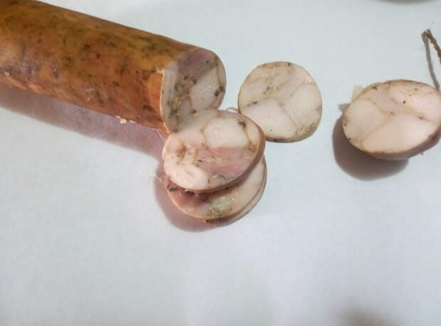Колбаса домашняя из курицы еда, сделай сам
