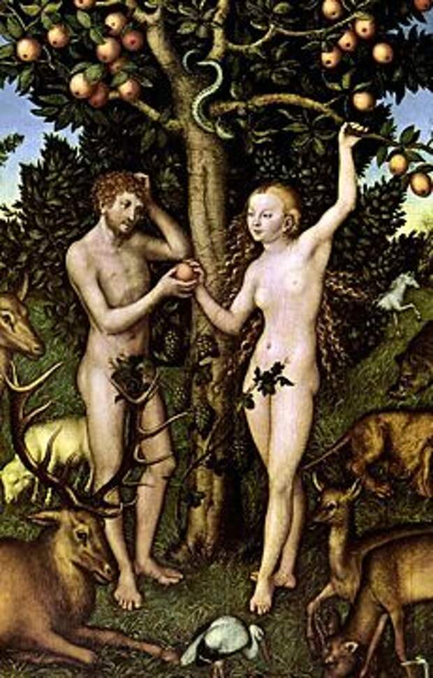 Фото. Фрагмент картины Лукаса Кранаха "Адам и Ева", 1526.