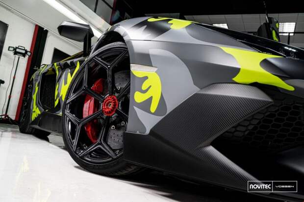 Сумасшедший камуфляж для суперкара Lamborghini Aventador aventador, lamborghini, novitec, винил, тюнинг