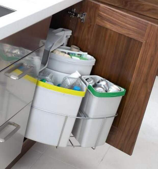 Трехсекционное мусорное ведро, The Bin Company Трехсекционное мусорное ведро, The Bin Company