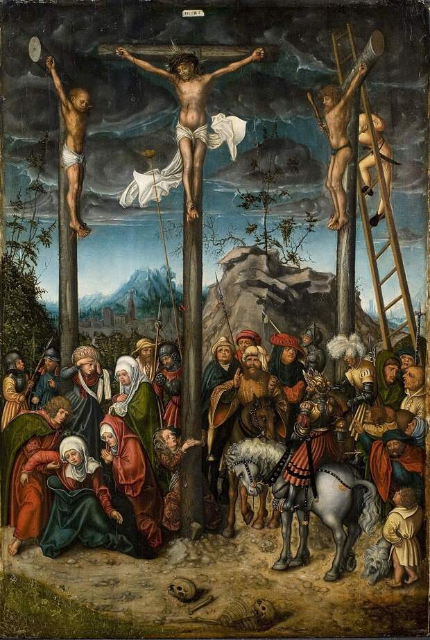 Копенгаген (СМК) Датская национальная галерея - Lucas Cranasch the Elder (c. 1472- 1553) - The Crucifixion, c. 1506-1520