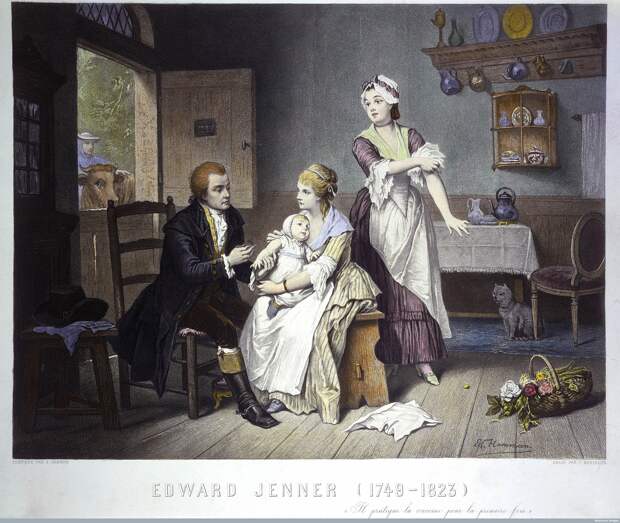 dward Jenner, vaccinating his young child, held by Mrs Jenn