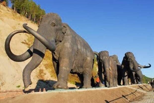 В Ханты-Мансийске в сентябре 2007 года, к празднованию Дня города установлен памятник мамонтам. Расположена скульптурная группа недалеко от геологического памятника «Самаровский останец». Общий вес скульптурной группы – 70 тонн, высота самой маленькой фиг