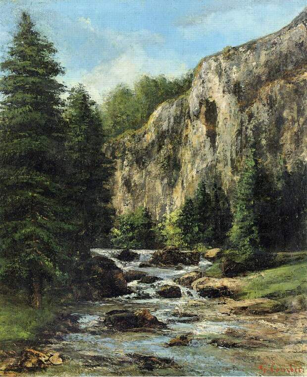 Courbet Gustave Study for -Landscape with Waterfall-. Курбе, Гюстав