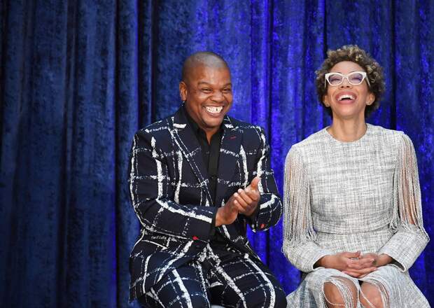 Artists Kehinde Wiley and Amy Sherald at the Smithsonian National Portrait Gallery on Feb. 12(Matt McClain/The Washington Post)