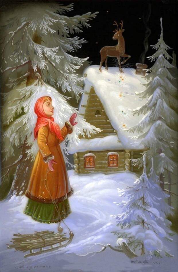 Русская зима Русская зима. Федоскинская лаковая миниатюра.