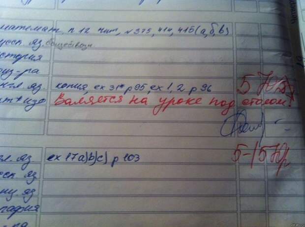 Безумно смешные записи учителей в школьных дневниках! Безумно смешные записи учителей в школьных дневниках!
