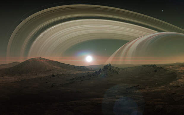 Так может выглядеть Сатурн со своего спутника Титана