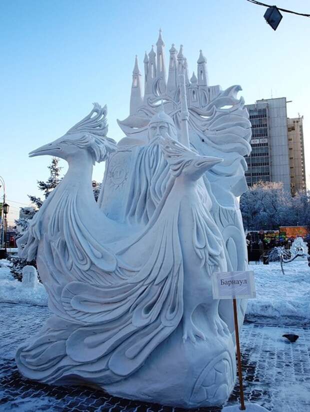 Русь богатырская, скульптура изо льда