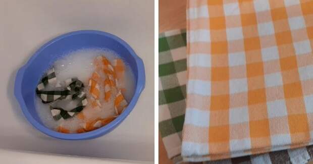 Быстрый и простой способ эффективно отстирать кухонные полотенца