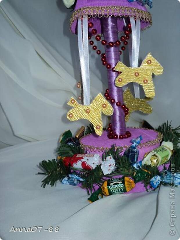 Мастер-класс Новый год Новогодняя карусель Бумага гофрированная Бутылки пластиковые Клей фото 12