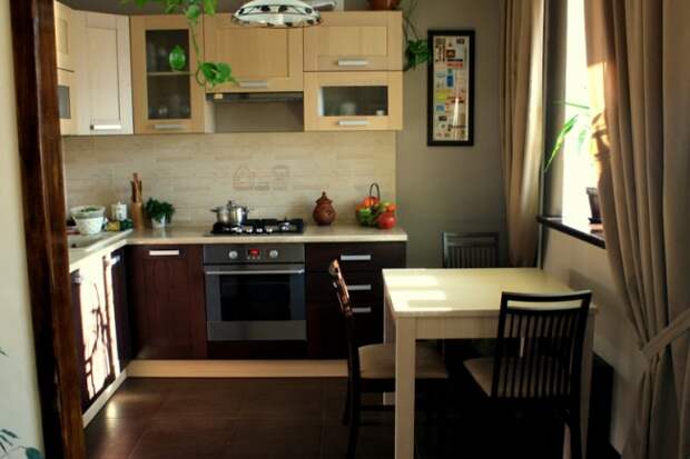 Дизайн бежевой кухни с гостиной (19 фото)