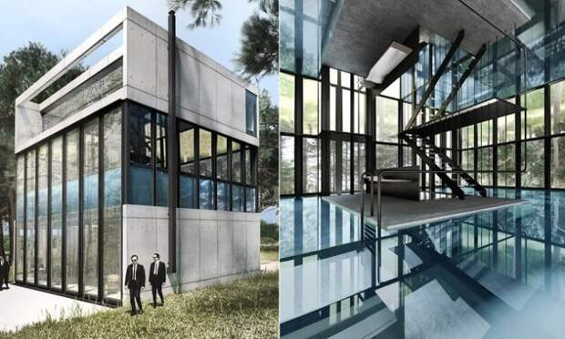 Villa Clessidra - концепт виллы со стеклянным бассейном на втором этаже.