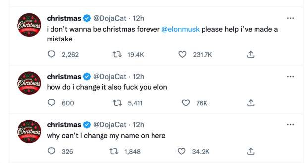 Doja Cat Twitter name change fail