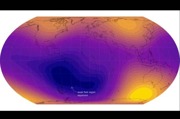 Снимки из космоса показали пугающий рост аномалии в магнитном поле Земли