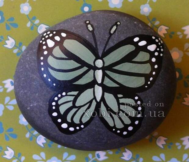 рисунки бабочек на камнях