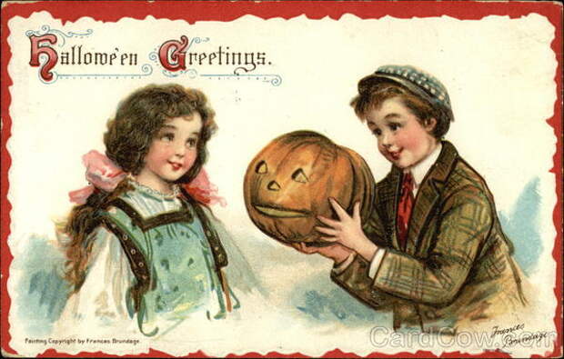 Boy Giving JOL to Girl Frances Brundage Halloween