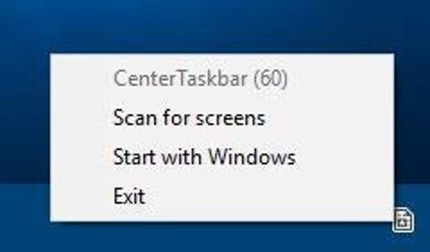 CenterTaskbar context menu