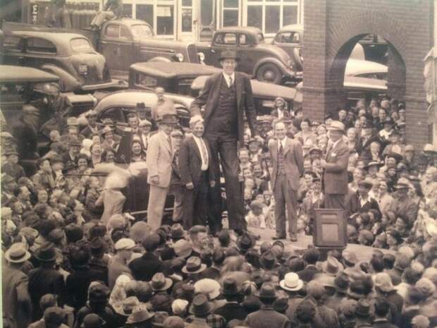 Роберт Уодлоу, самый высокий человек в своем родном городе Альтон, штат Иллинойс, 1939 г. история, ретро, фото, это интересно