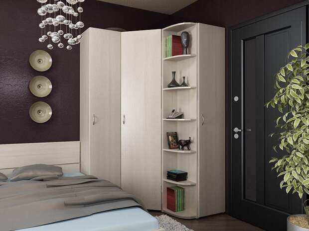 Угловой шкаф - отличный выбор для маленькой спальни. / Фото: centr-office.ru