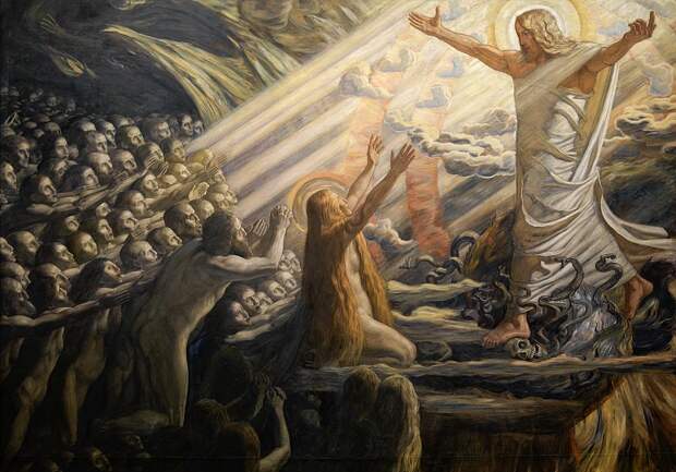 Копенгаген (СМК) Датская национальная галерея - Joakim Skovgaard (1856-1933) - Christ in the Realm of the Dead. (1891-94