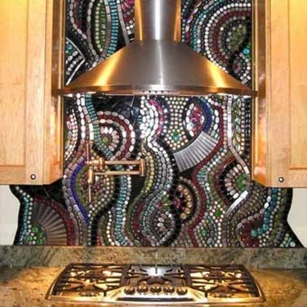 необычная мозаика на кухне