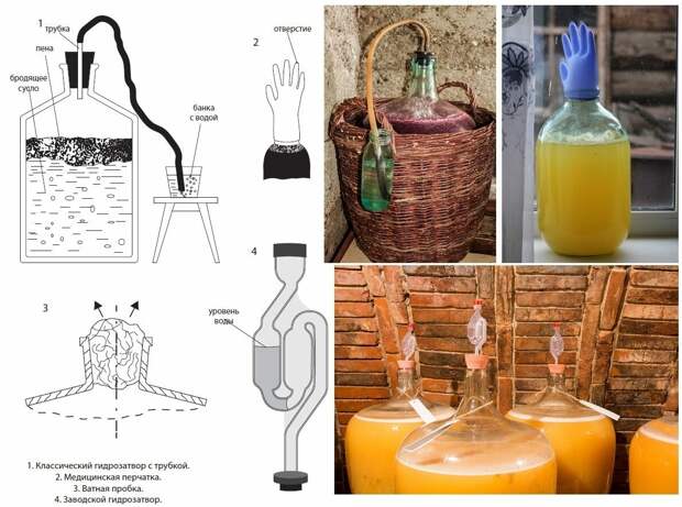 Конструкции гидрозатворов для вина, браги и пива
