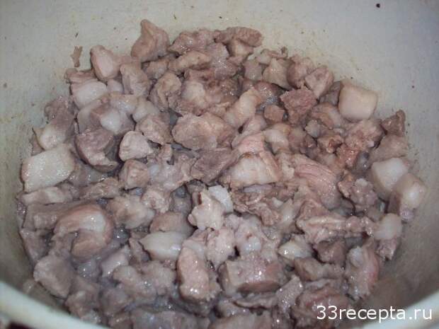обжариваем мясо