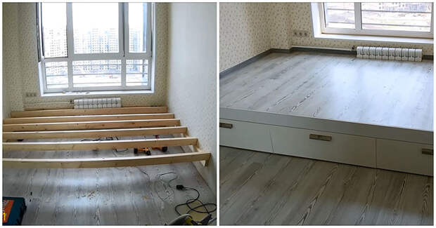 Отличный вариант для небольших комнат: кровать-подиум своими руками